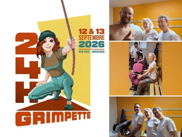 Chair Shiatsu massage for climbers during the 24h Grimpette at New Rock Escalade in Auderghem.